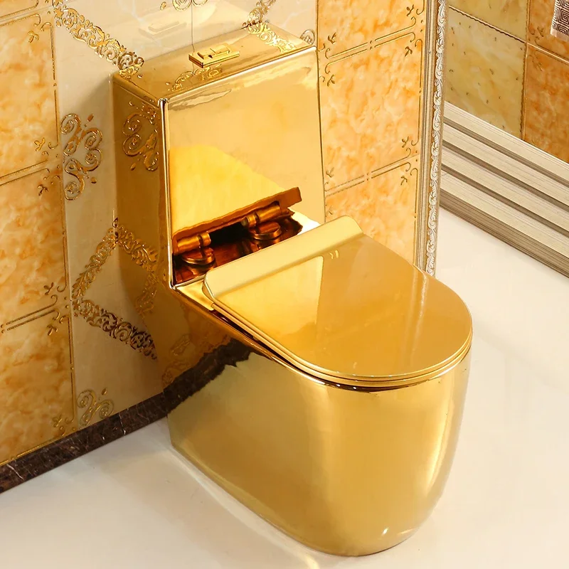 New European-style golden toilet, personalized creative ceramic, super swirl water-saving deodorant luxury toilet, colorful