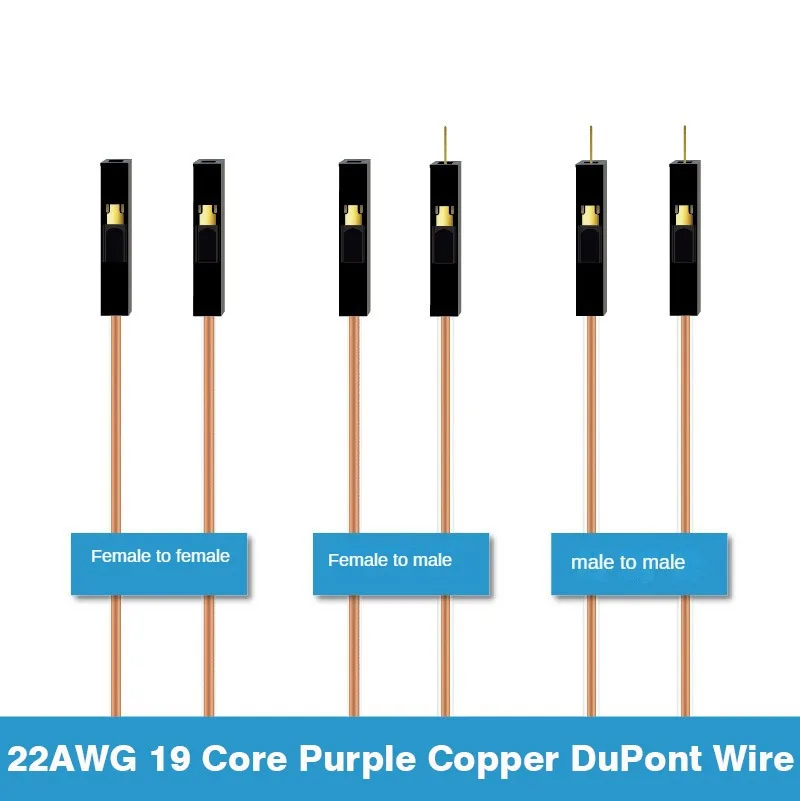 22AWG 19 コア高温耐性デュポンワイヤー 2.54 ミリメートルメス/オスコネクタ純銅酸 & アルカリ耐性ケーブル