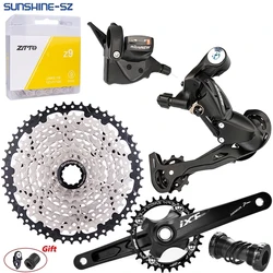 9 Speed MTB Groupset 1X9 Shifter Rear Derailleur 9S 42T 46T 50T Cassette 9V Flywheel 9V Chain Current Crank BB Set MTB Sprocket