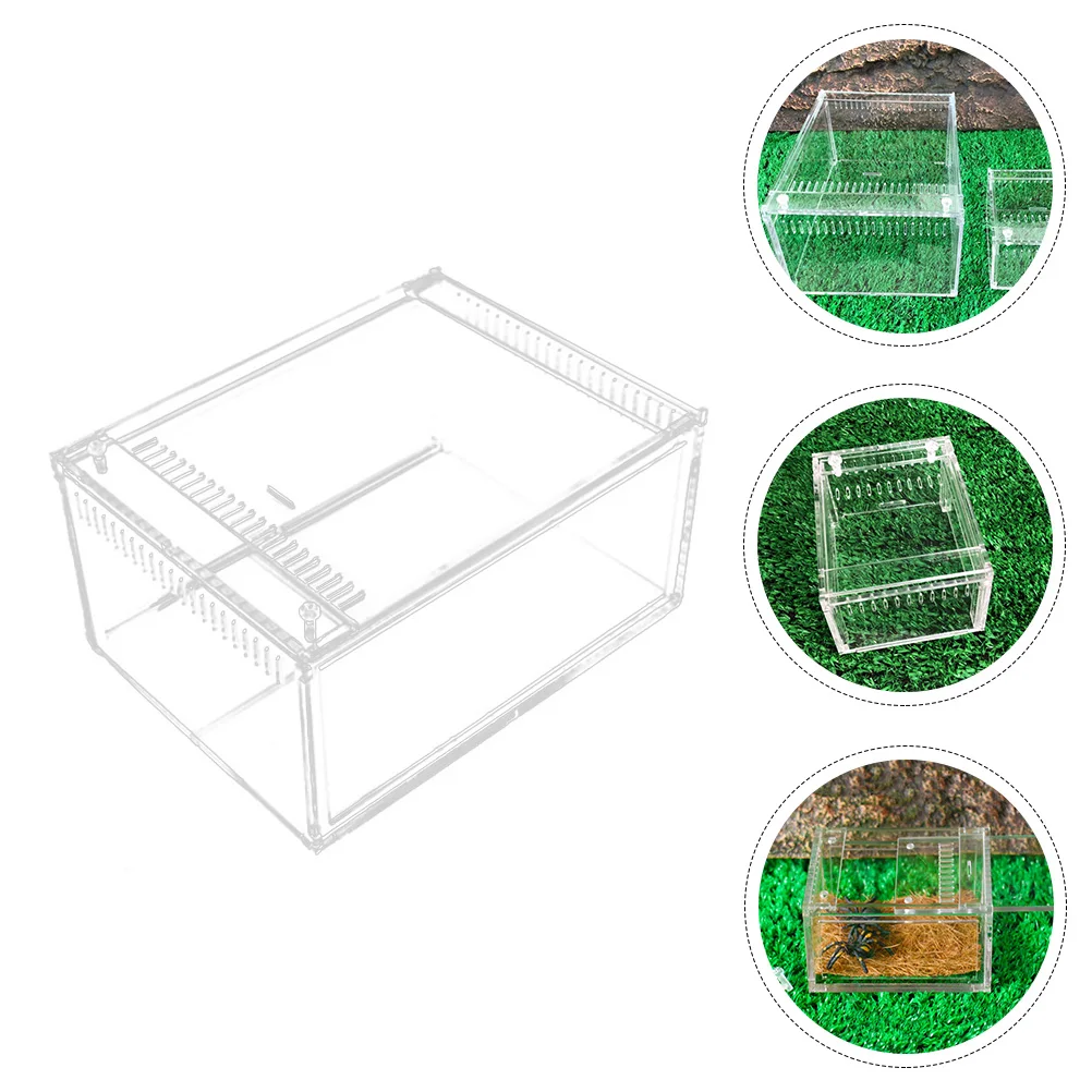 

1Pcs Acrylic Breeding Box Transparent Reptile Feeding Case Habitat for Turtle Spider Small Crawler Assembled Terrarium