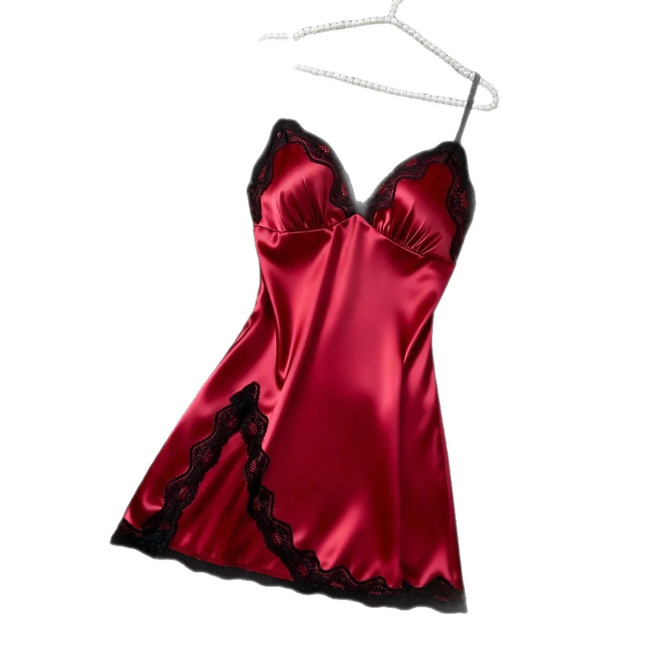 

Sexy Lingerie Camisole Nightdress Home Wear Sexy Satin Lace Erotic Sleepwear Women's Summer Camisole Dress TNQB