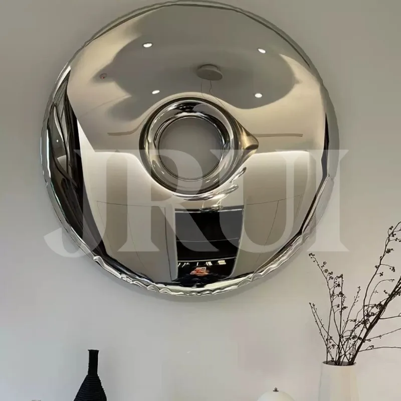 Stainless Steel Donut Wall Art Hanging Ornament, Modern Wall Decor for Villa Living Room Hotel Model Room Club Background Wall