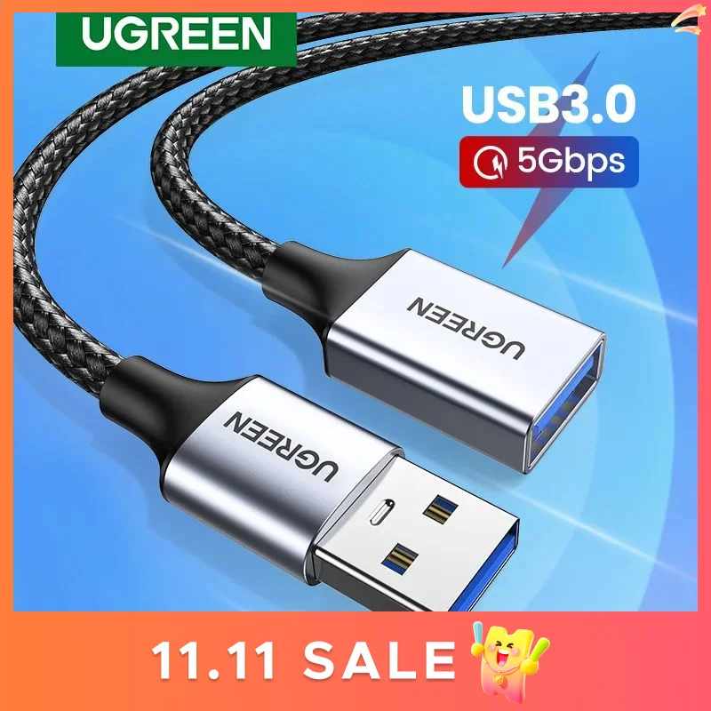 UGREEN USB Nối Dài Cáp Nối Dài Cổng USB 3.0 Dây Loại A Truyền Dữ Liệu Chính Cho Máy Chơi Game Đèn LED USB 2.0