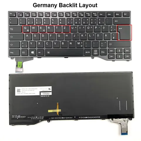Germany Backlit Laptop Keyboard For Fujitsu LifeBook E448 E5410 U747 E5411  U7410 U748 U749 E548 E449 Series
