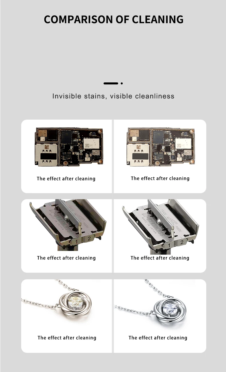 ช่าง iClean-E08B Ultrasonic Cleaner 0.8L 80W ความถี่ทําความสะอาดเครื่องเมนบอร์ดเลนส์ซ่อมโทรศัพท์เครื่องมือซักผ้า