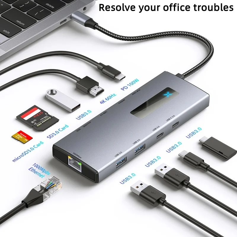 

Docking station type-c Gigabit Ethernet ten-in-one hub adapter 4K 60 expansion Computer and Office Storage Device Memory Cards