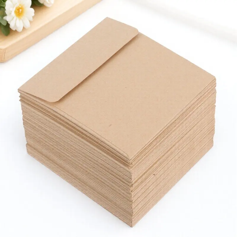 

100Pcs Small Blank Envelopes Kraft Paper Envelopes for Blessing Cards Notes Coins Keys Rings Membership Cards Cash Stamps Files
