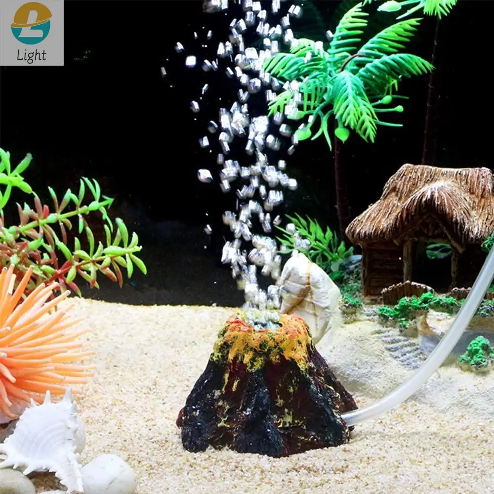 Volcano Shape Aquarium Air Stone Bubbler Realistic Volcano Fish Tank Oxygen Pump Accessories Aquarium Landscape Decor Ornament