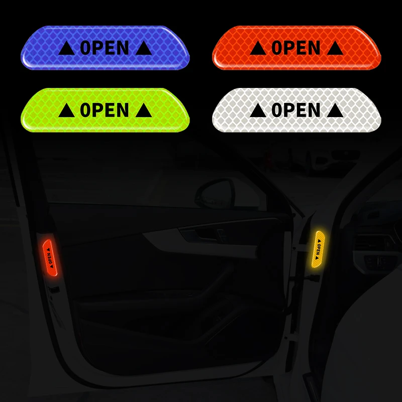 4Pcs Car Door Safety Warning Mark OPEN Reflective Stickers for Renault Koleos Clio Scenic Megane Duster Sandero Captur Twingo