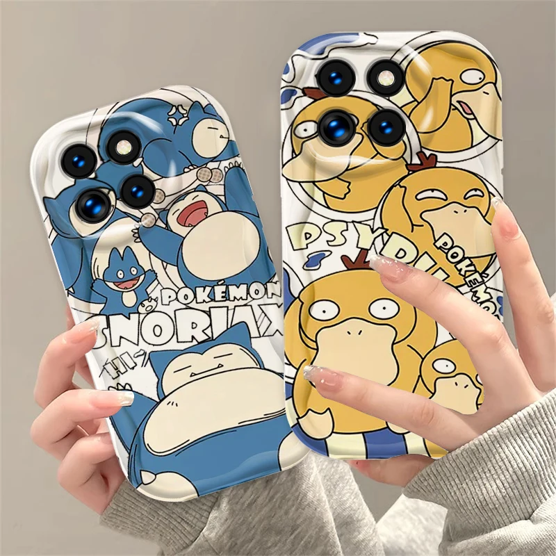 Snorlax Psyduck For Xiaomi Mi 14 12 12T 11 Lite Poco M6 X6 X5 X4 X3 M3 F4 Pro GT NFC 5G Wave Oil Soft Phone Case