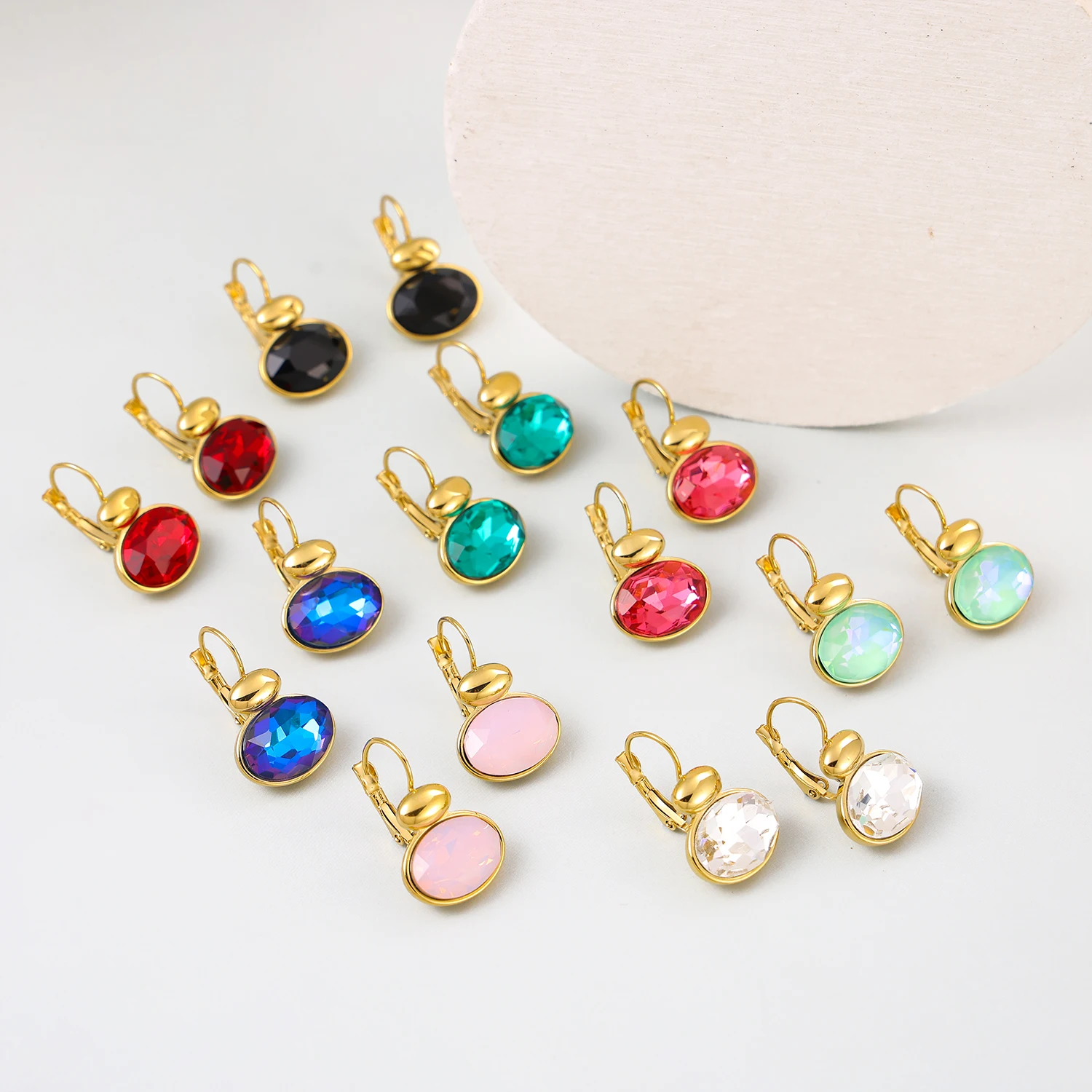 G&D Colorful Retro style Jewelry Set Earrings with Stainless Steel Square  Drop Pend Ladies' Gift