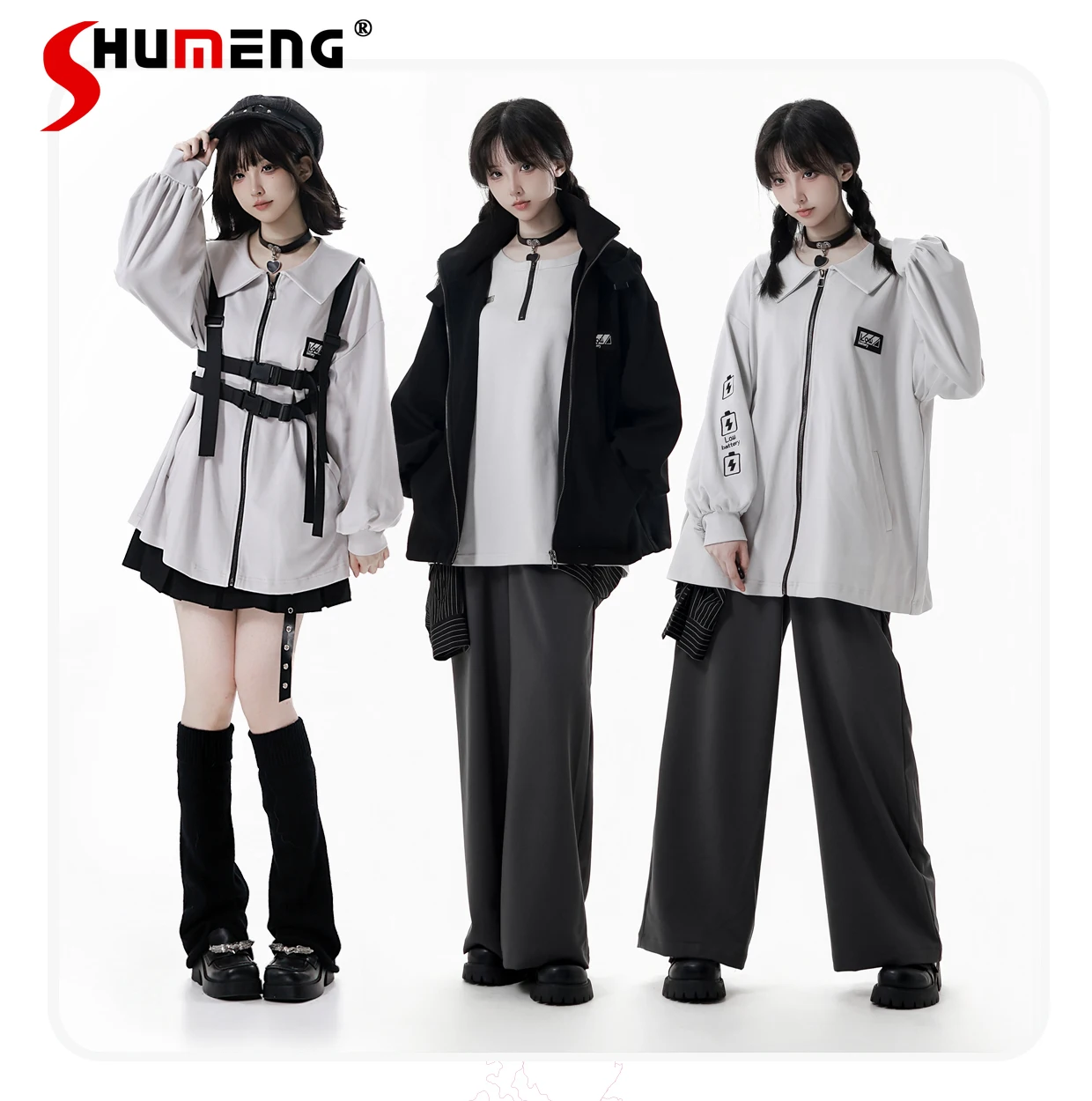 

Уличная модная крутая нейтральная черная куртка с капюшоном, комплект на молнии с длинным рукавом, свободная универсальная повседневная толстовка с капюшоном, женская осень