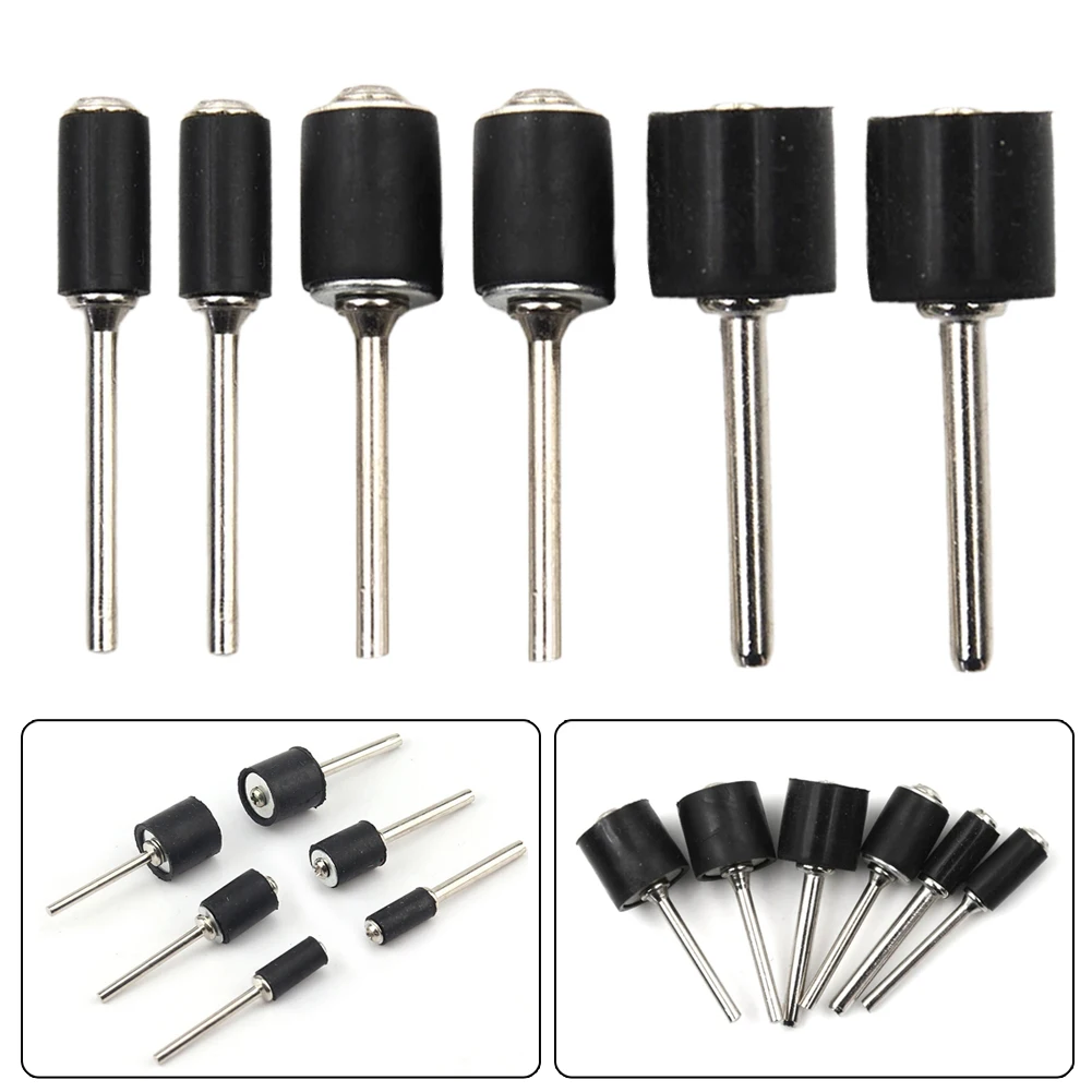 Bộ 6 Cao Su Mandrel 1/8 Inch Máy Xay Trống Chà Nhám Giấy Nhám Vòng Tròn Bộ Đánh Bóng Móng Tay Để Trống Mandrel Mài Phụ Kiện