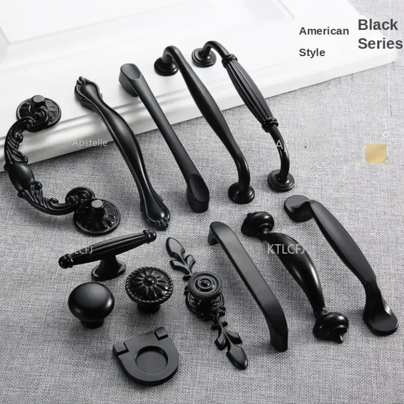 Black Cabinet Handles American style Kitchen Cupboard Door Pulls Drawer Knobs Fashion Furniture Handle Hardware