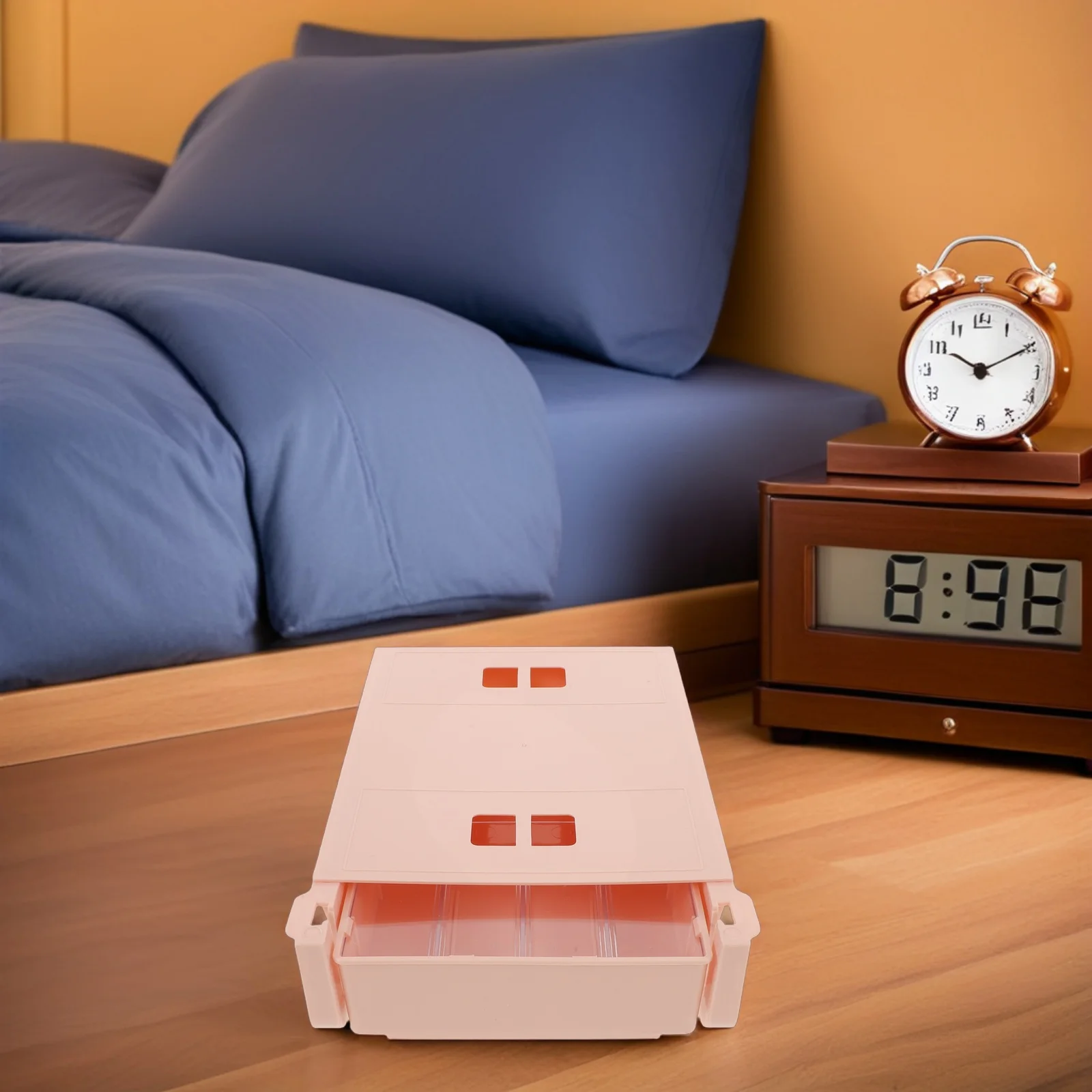 منظم درج تحت المكتب لأدوات الأظافر، تخزين منزلق مع فواصل منظم الأظافر لصالون المكتب والمنزل