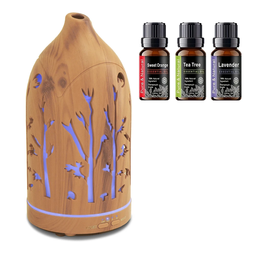 

Hollow Out Aromatherapy Diffuser 7 Color LED Essential Oil Diffuser with Auto Shut-Off, Ultra Quiet, 3 Oil Bottles, Perfect for