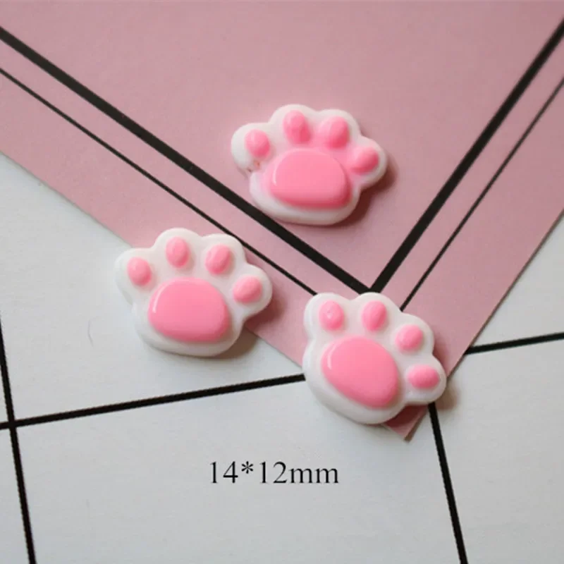10Pcs Cute Bear Paw Flat Back Resin Cabochon Kawaii Flatback Resins of Characters Cabochons for Bows Hair Deco Parts 12*14mm