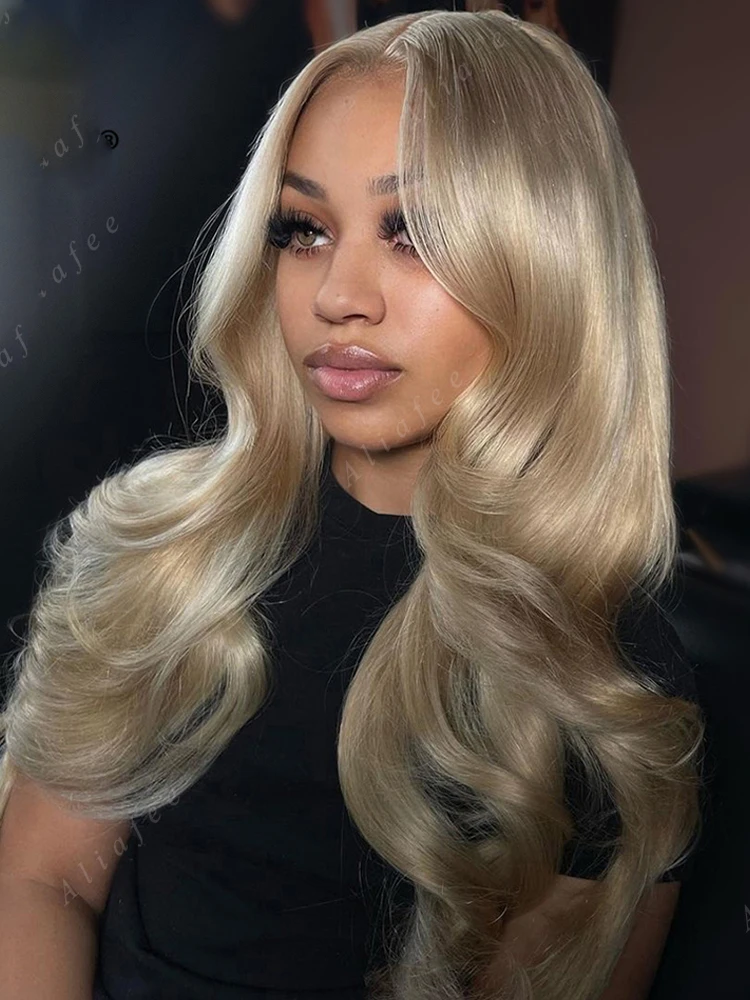 Transparante 13x6 Kant Frontale Pruik Grijs Asblonde Pruik Hoogtepunt Pruik Menselijk Haar 13X4 Frontale Preplucked Pruik Voor Vrouwen Streep Pruik - afbeelding 2