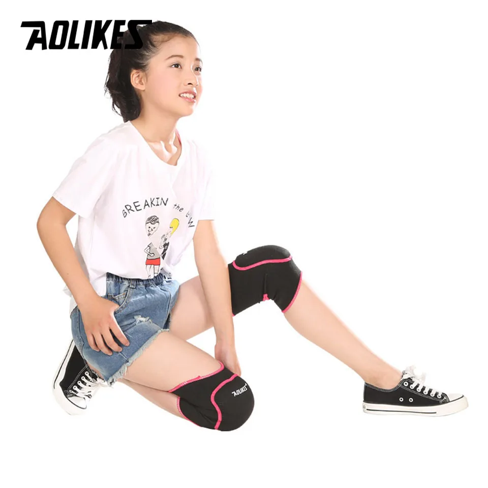 AOLIKES 1 Pair Kids Thick Sponge Knee Support Dance Volleyball Tennis Knee Pads Sport Gym Kneepads Children Knee Protection