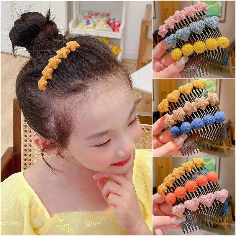 Bonito kawaii meninas clipes de cabelo pente traje scrunchie dos desenhos animados franja headwear roupas para o bebê crianças acessórios