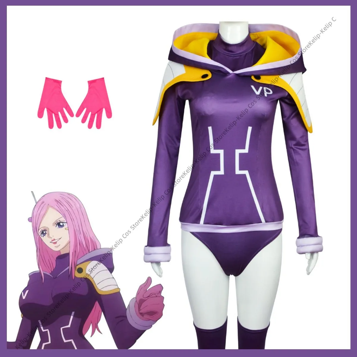 Anime Turtle Island Jewelry Bonney Cosplay Costume Disguise Purple Hooded Tops Shorts Uniform Wig Woman Sexy Party Carnival Suit