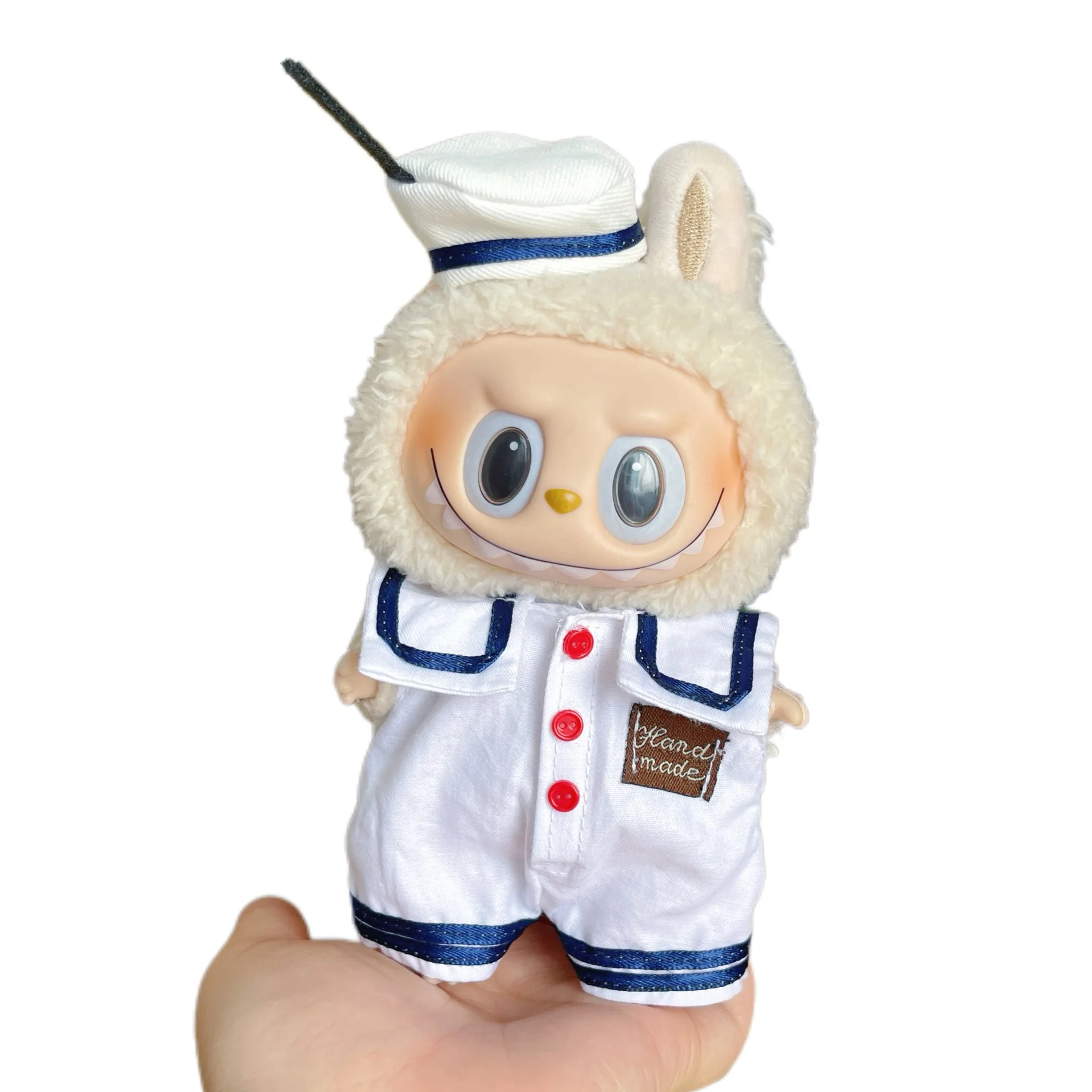 Set di vestiti per bambole Labubu da 17 cm, ciondolo per vestiti per bambole labubu, stile blu scuro Labubu JK