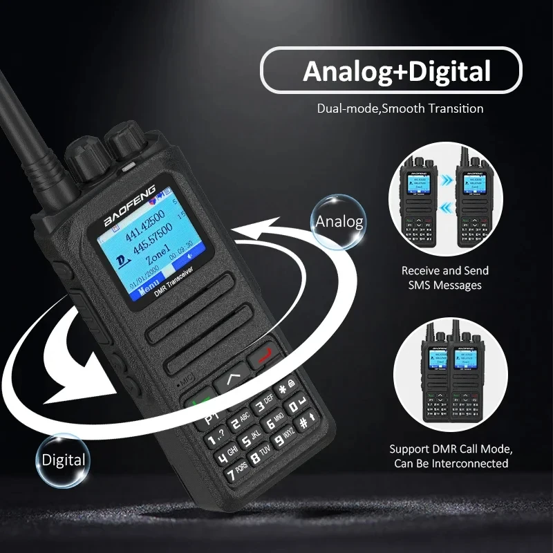 Baofeng DM-1701A Walkie Talkie Open GD77 DMR Radio mobilne Podwójny tryb analogowy i cyfrowy Poziom 1+2 Podwójny czas 3000ch VHF UHF