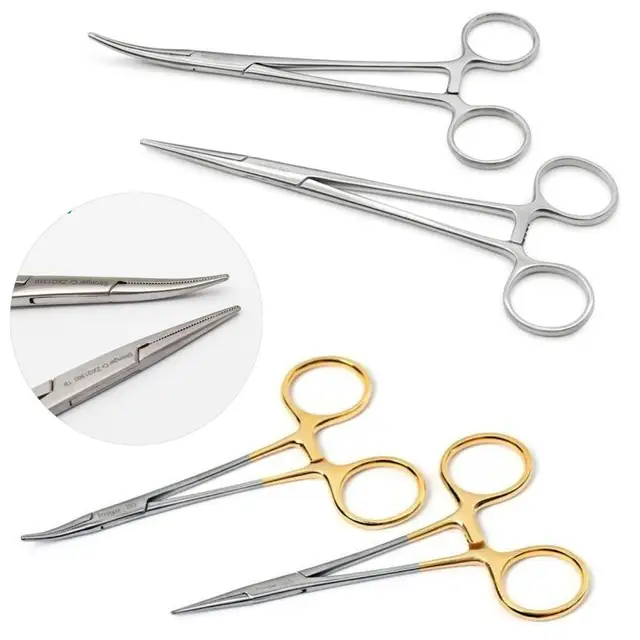 Kleszcze Hemostat Halsted-Mosquito, zakrzywione proste 1x2 zęby Mikrochirurgia ze stali nierdzewnej Kleszcze do tętnic Instrumenty