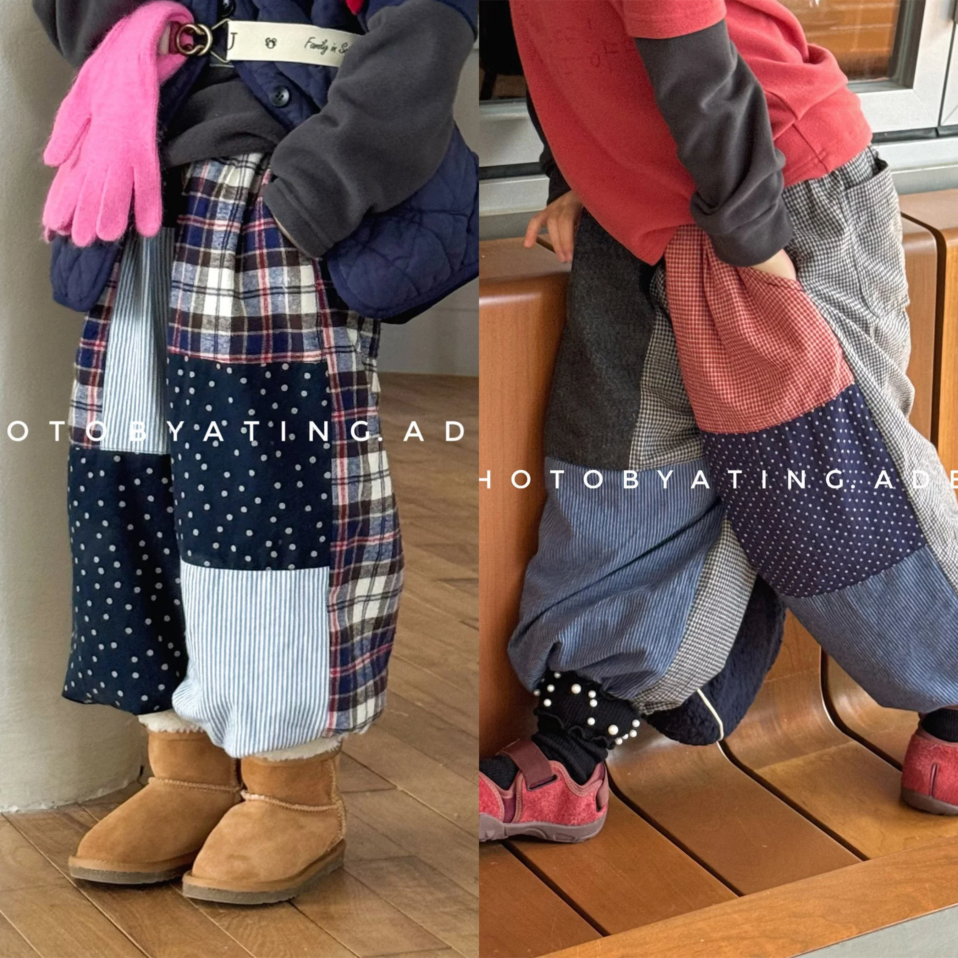 

Детские штаны, осень-зима 2024, корейские штаны с нашивками для маленьких мальчиков и девочек, штаны на хлопковой подкладке, От 1 до 7 лет, утепленные теплые брюки для малышей