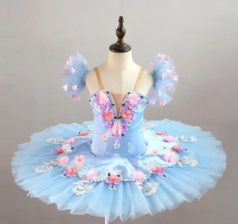 

Blue Flowers Ballet Tutus For Adults Kid Girls Ballet Tutu Ballerina Dress Classical Pancake Tutu Dancing Costume Dress