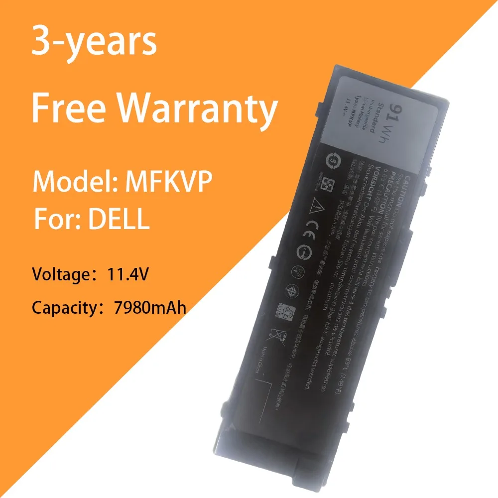 

11.4V 7980mAh 6cells notebook battery MFKVP new for Dell precision 7710 7510 M7710 T05W1
