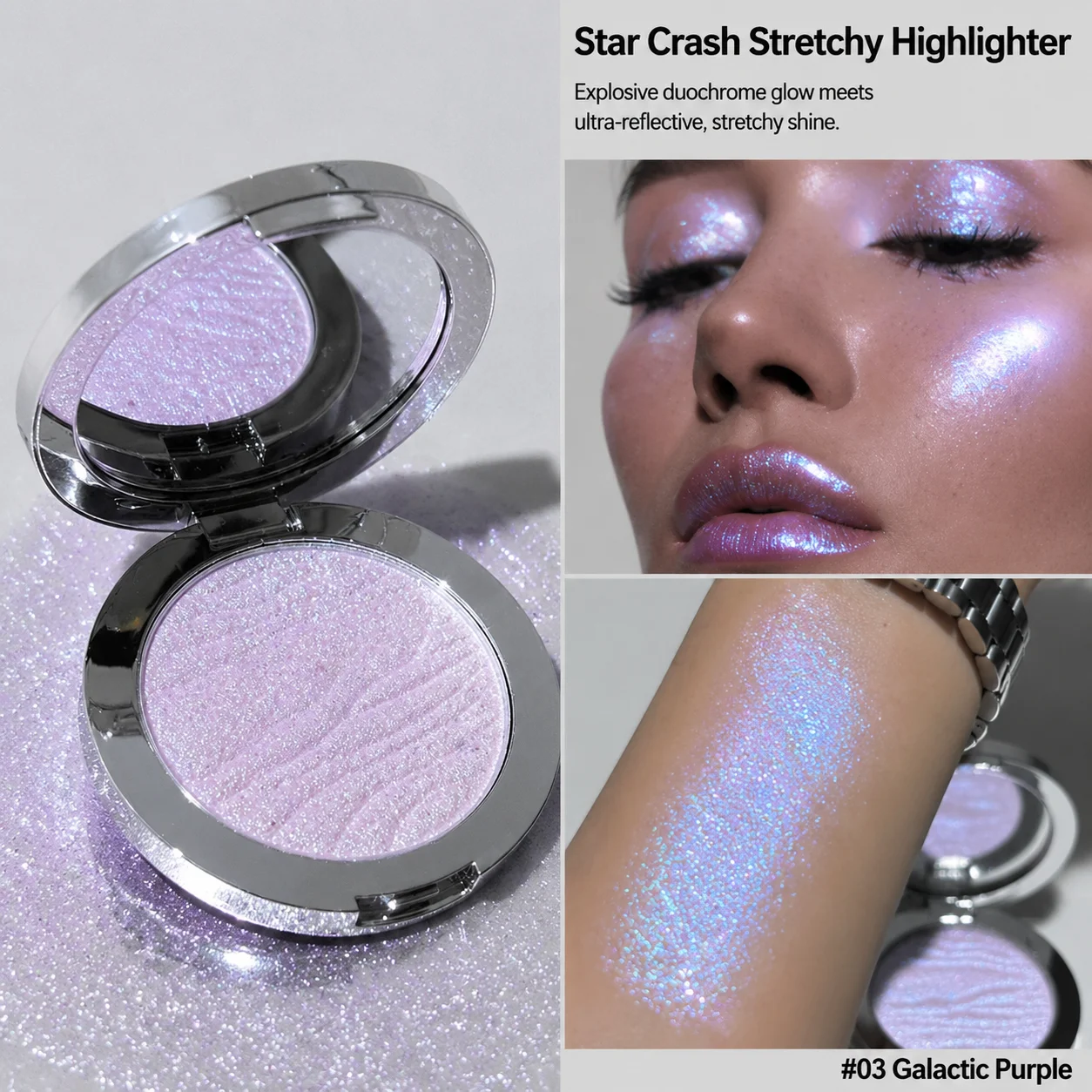 Faiccia Elf Glow Highlighter-Puder, talkfrei, schimmerndes Finish, mehrere Pastelltöne, langanhaltend, aufhellendes Gesichts-Make-up – Detail 4