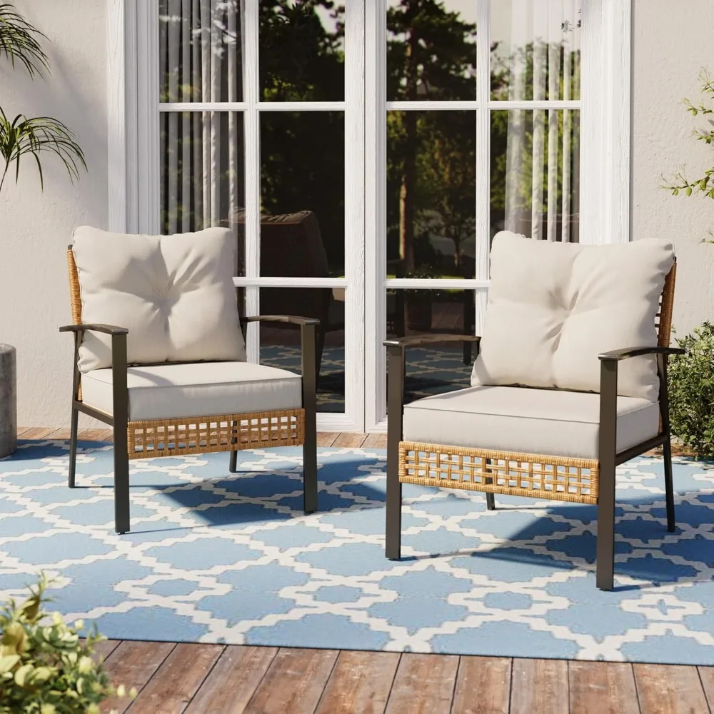 

Outdoor Rattan Tavern Set, Courtyard Furniture Rattan Chair Set, with Deep Seat and Thick Cushion