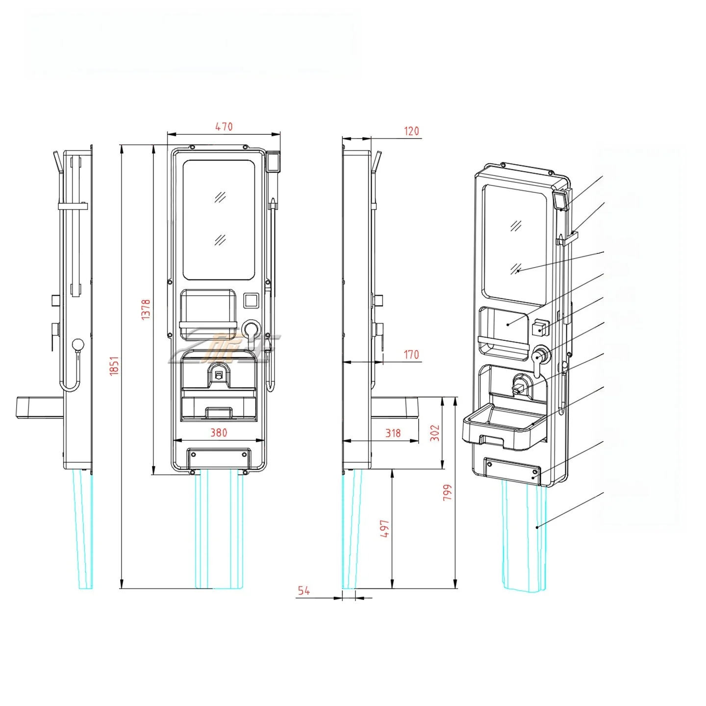 RV multifunctional folding bath cabinet, folding washbasin, ultra-thin and space saving, RV bathroom accessories