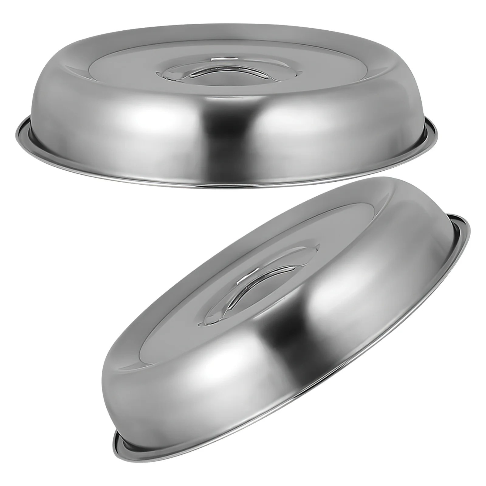 

2Pcs Stainless Steel Food Covers Round Dome Steak Covers Heat-Resistant Kitchen Tool Food Protective Hood Grill Lid
