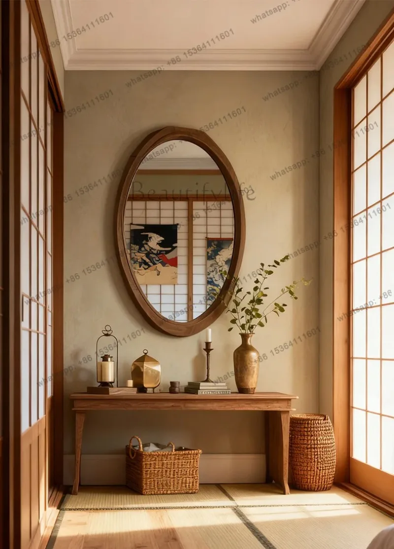 Medieval style cloud makeup mirror bedroom dresser wall wooden mirror