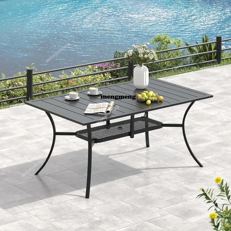 

7 Pieces Patio Dining Set, Patio Furniture Set of 6 Patio Stackable Dining Chairs and Outdoor Rectangular Metal, Customized