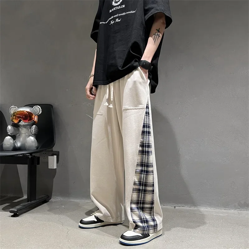 

Men's spring and summer new fashion pants boys' loose wide leg straight sports casual pants