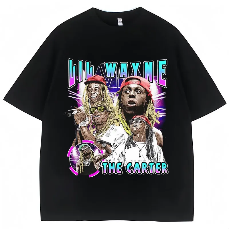 Rapper Lil Wayne Tha Carter T-shirt Men Women Retro Gothic Punk Short Sleeve Cotton Oversized Fashion Hip Hop T Shirt Streetwear