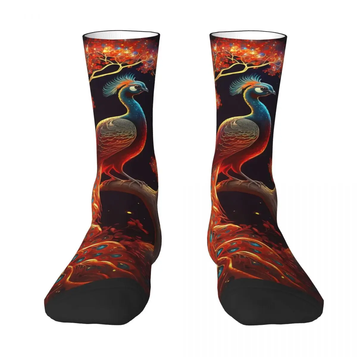 Mysterious Peacock Sock Printed Man Polyester