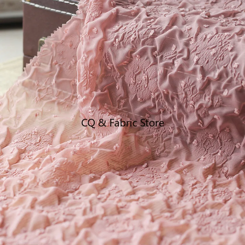 

Шифоновая жаккардовая мятая ткань в горошек с тиснением и пузырьками, весенне-летняя ткань для рубашек «сделай сам»