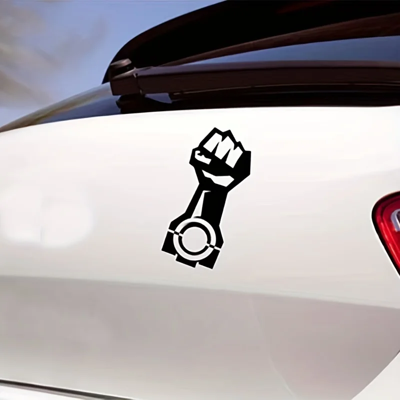 สติกเกอร์ติดรถยนต์รูปนิ้วกำปั้นสีดำขาว 1 ชิ้น กันน้ำ ติดแน่น ตกแต่งรถยนต์