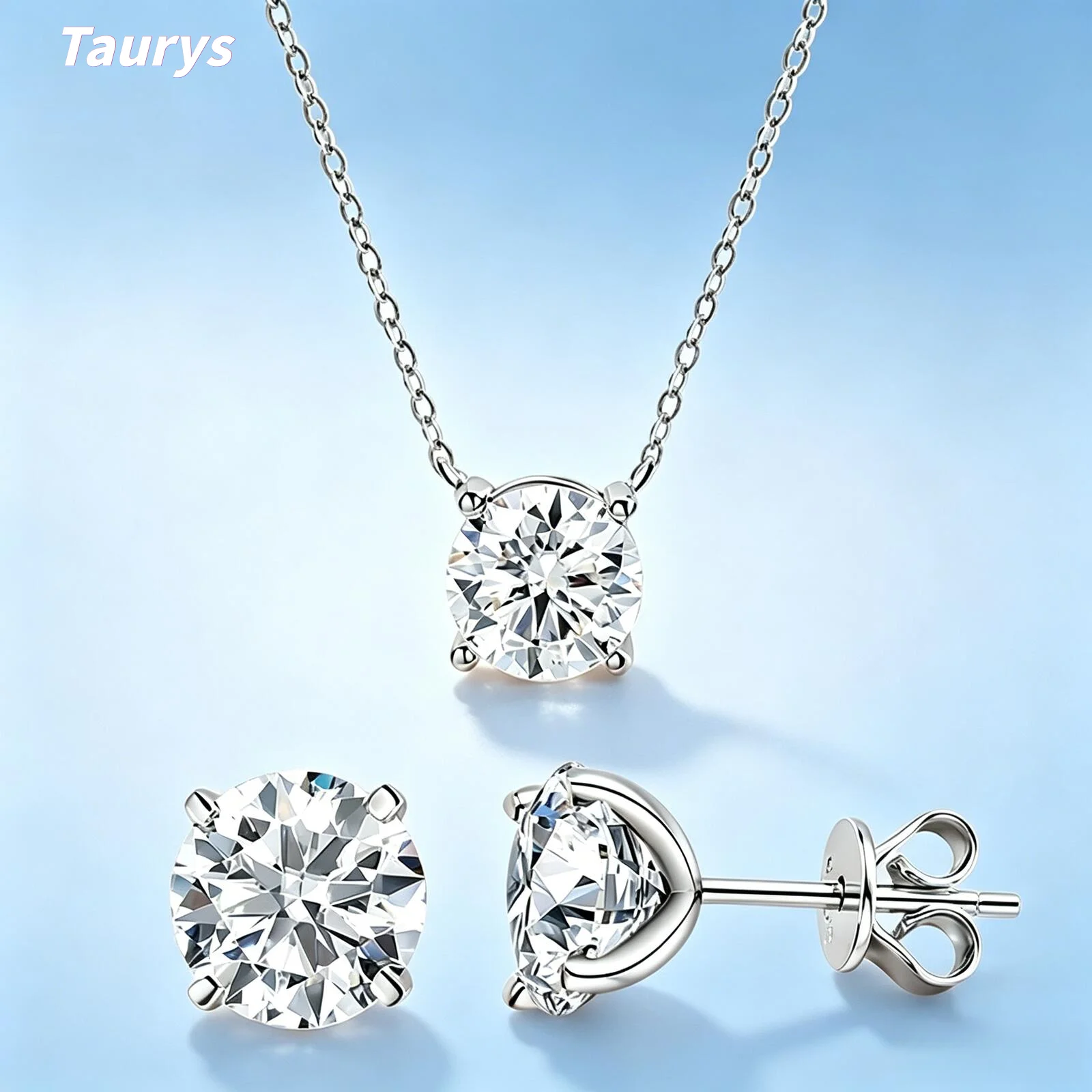 TS Certified 1-5CT Real Moissanite Jewelry Sets For Women Men Lab Diamond D Vvs1 Dainty Brilliant S925 Sterling Silver Set
