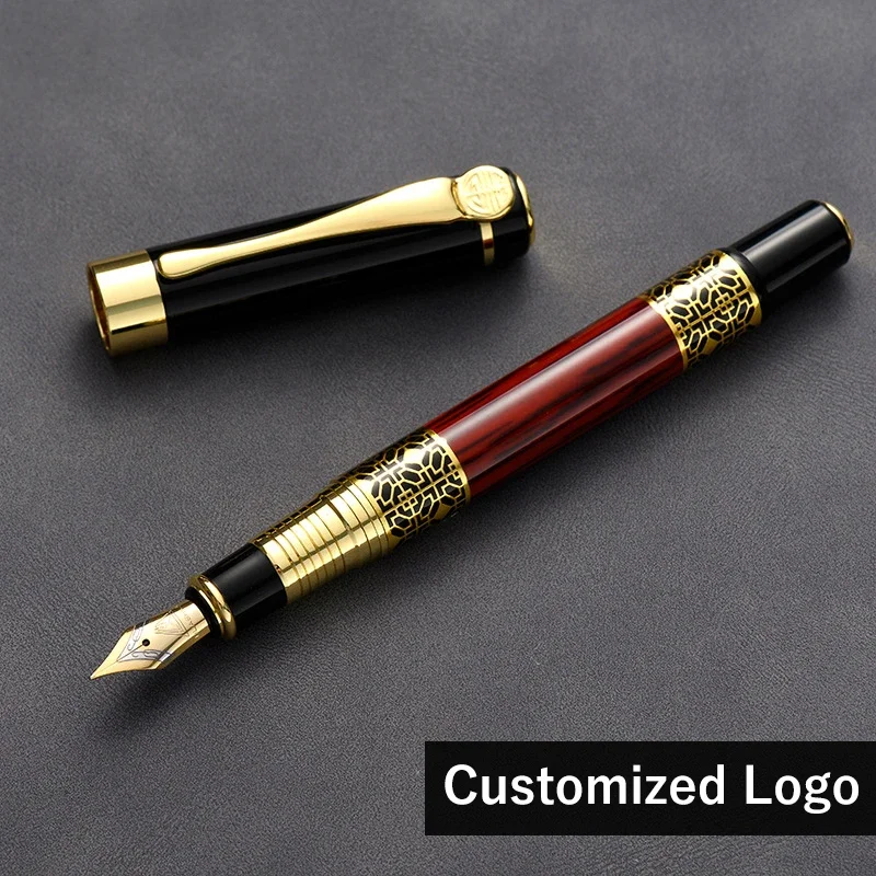 Luxury Metal Fountain Pen Sculpture Pattern Roller Pen Office School Stationary Pen 0.5mm 1.0mm Customized Logo name Gift