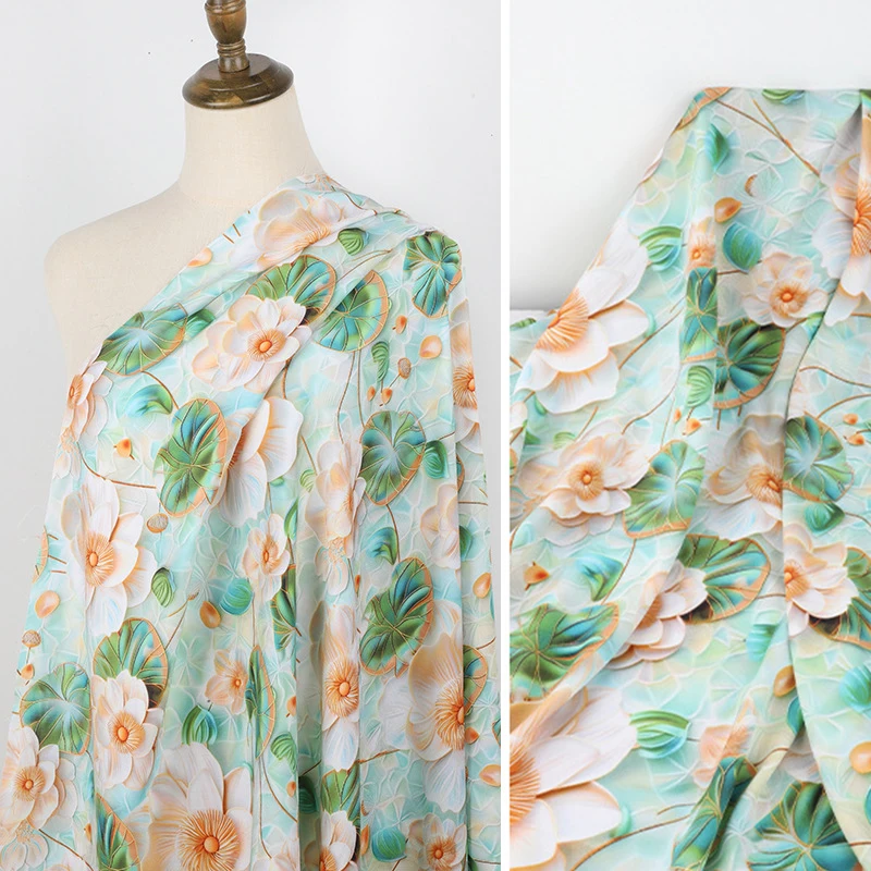 100x140cm 3D-gedruckter Blumen-Rayonstoff DIY Nähen Kleidung Pyjamas Kleider Hosen Nähstoff Weiches Sommermaterial – Detail 8