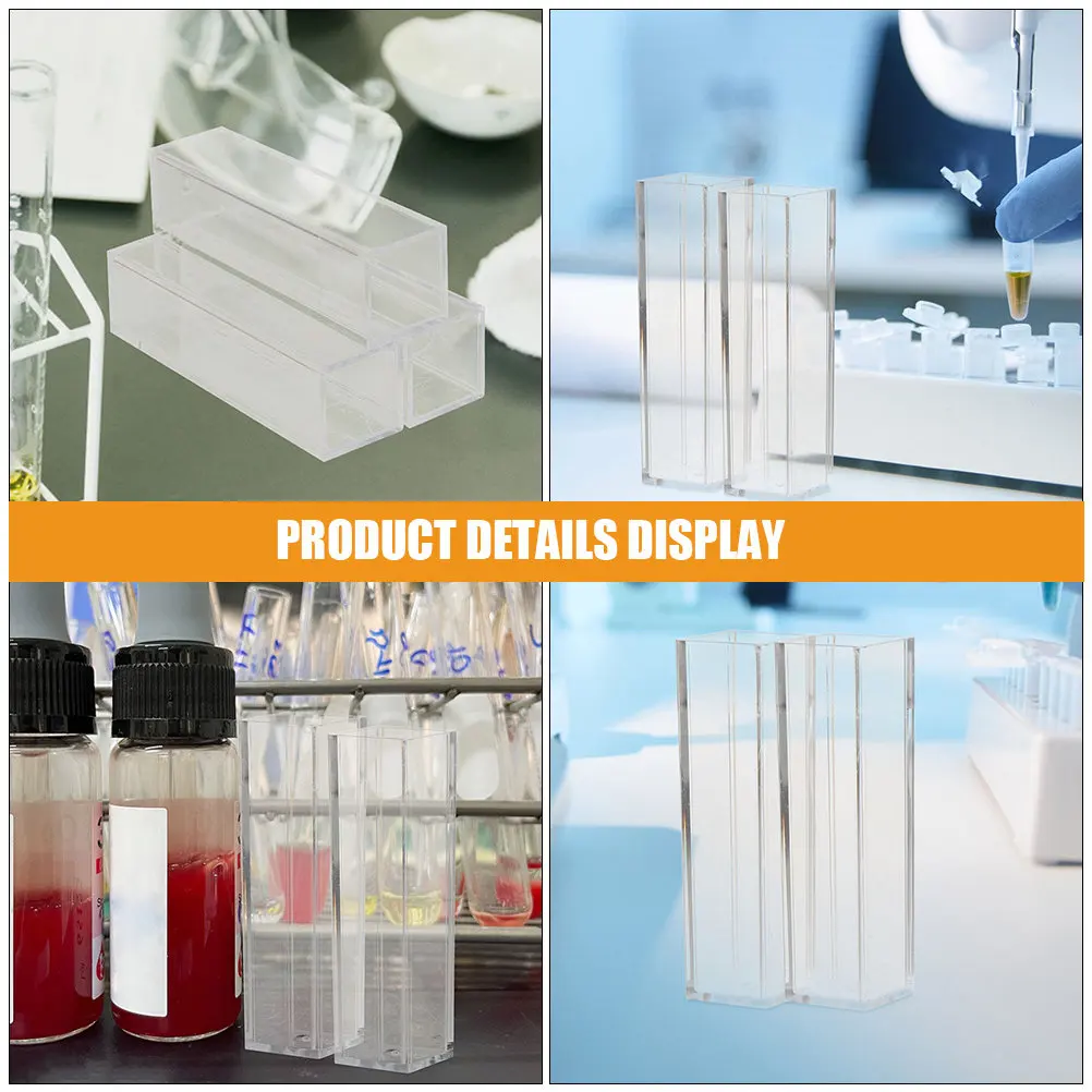Image 4: Cuvettes en plastique transparentes, mini standard, précises, pour expériences en laboratoire, utilisation avec spectrophotomètre, 8 pièces