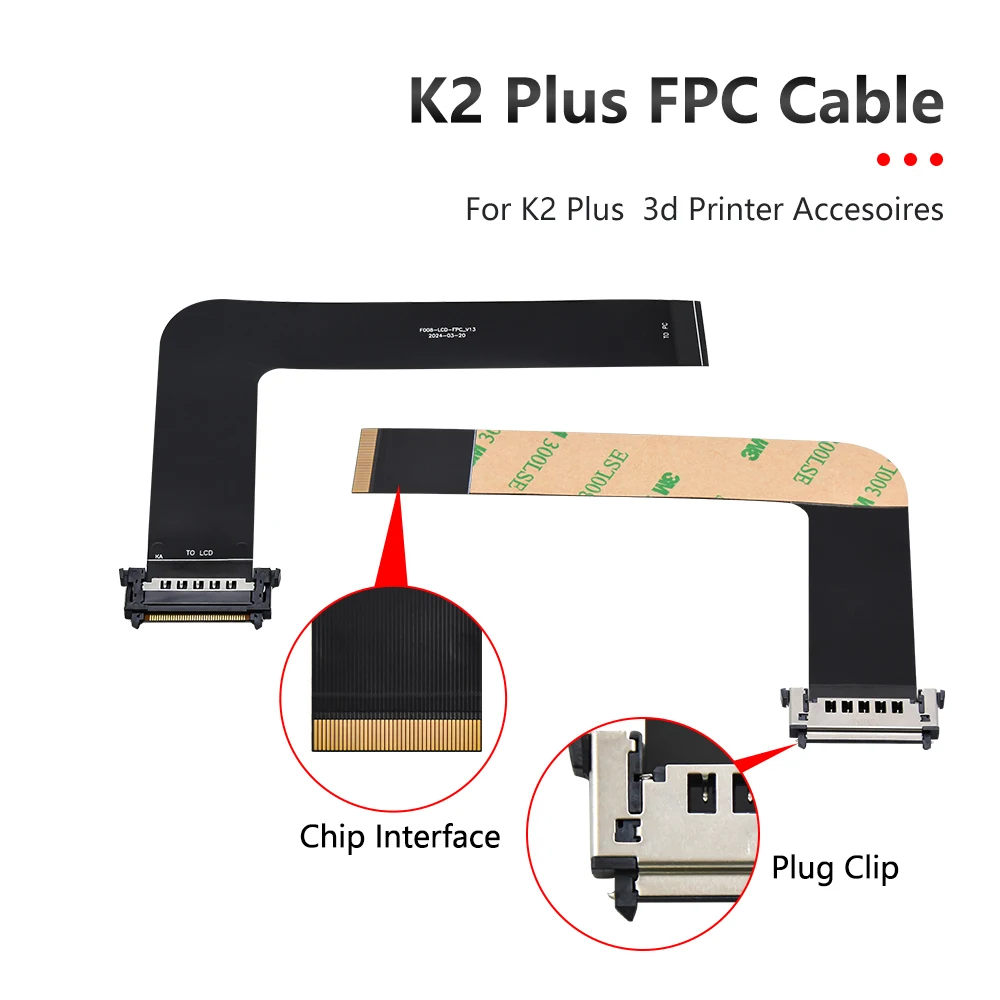 K2 Plus FPC Cable Touch Screen Display Cable 40P Black PI L207 Interface Touch Panel Screen Cable for K2 Plus 3d Printer Parts