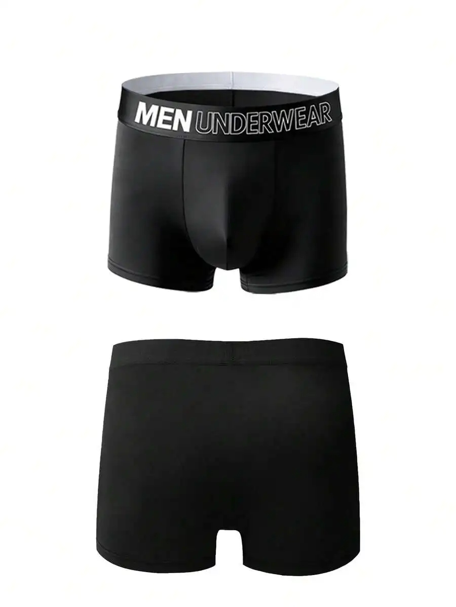 

Mens Boxer Briefs Solid Color Letter Waistband Soft Elastic Underwear For Daily Wear