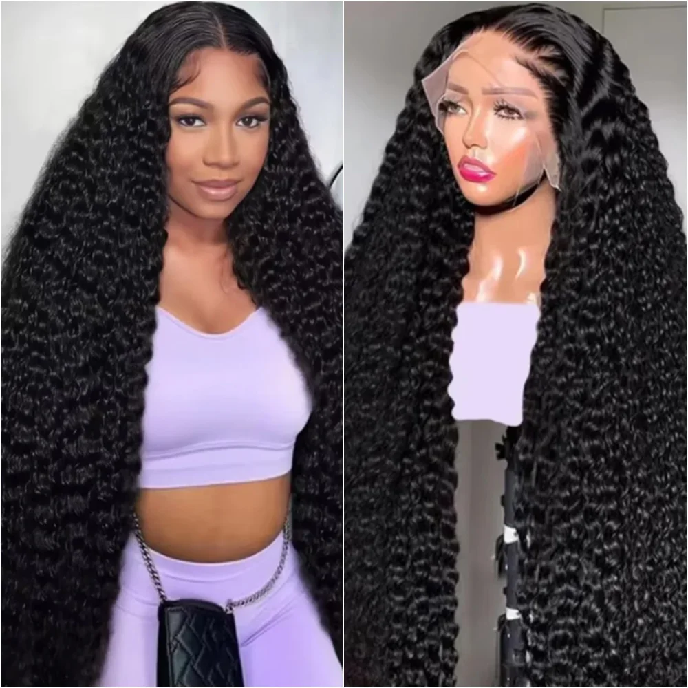 40Inches 13x6 HD Lace Frontal Wig Deep Wave 360 Full Lace Wigs for Brazilian Women Curly 7x6 Glueless Lace Front Wigs Preplucked