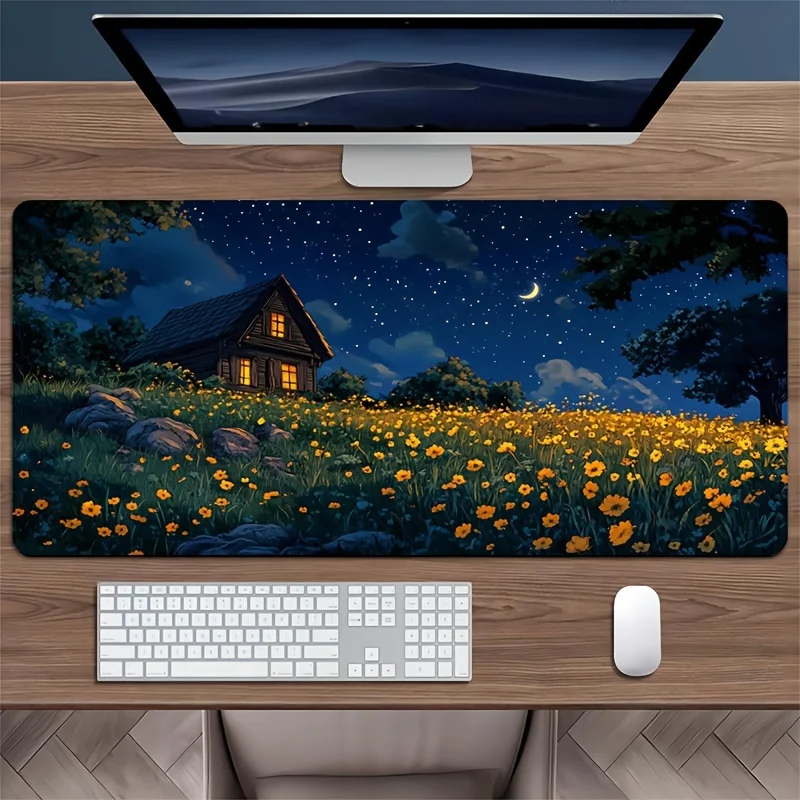 

Wide Computer Mouse Pad soft fabric surface desk grip rubber base for PC laptop keyboard desk setup durable pad for keyboard and